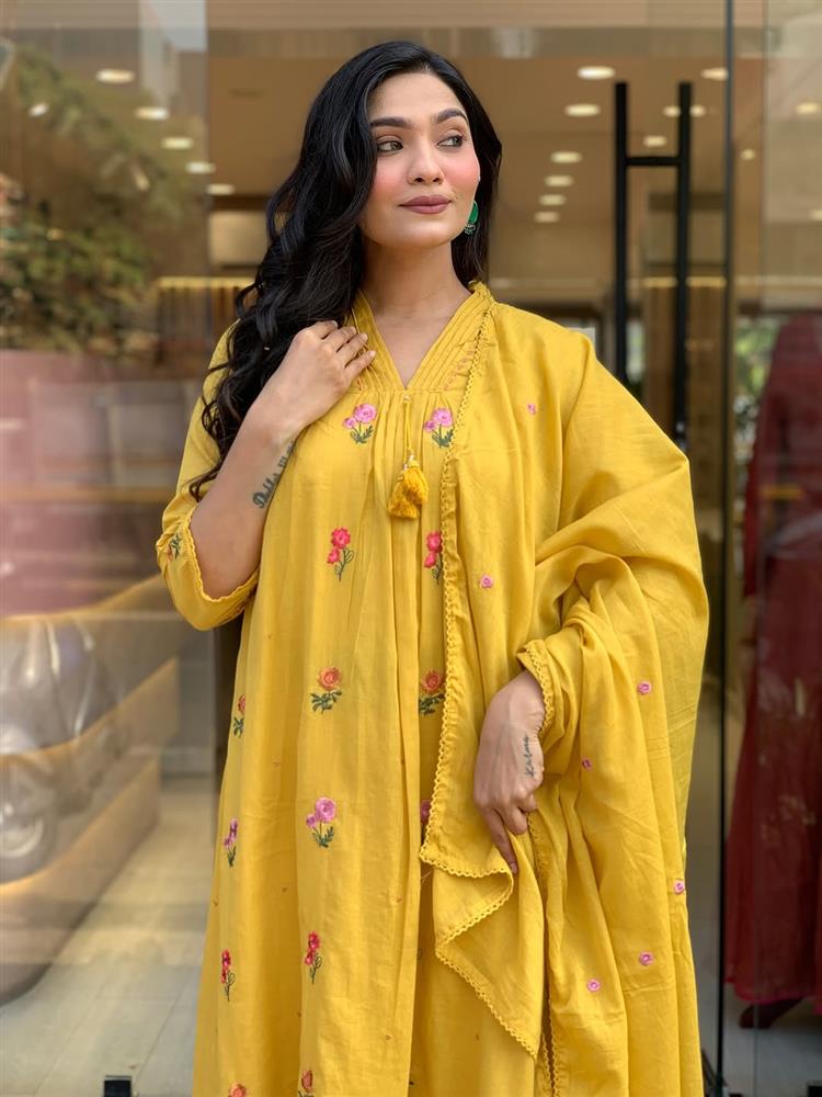 Cotton kurti pant dupatta setp