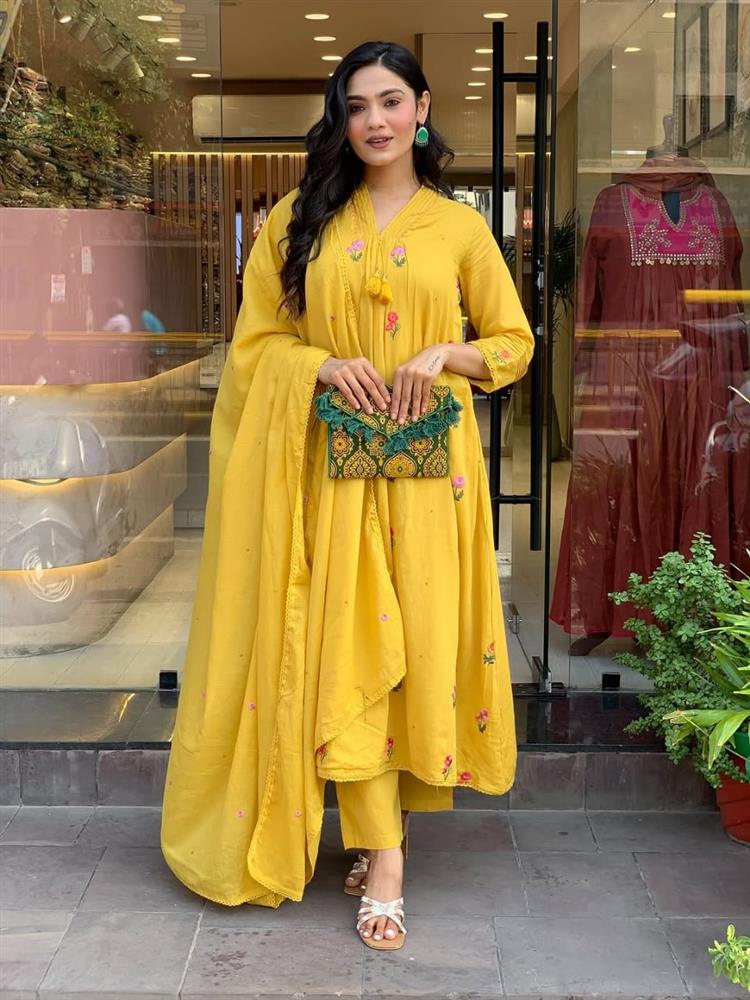 Cotton kurti pant dupatta setp