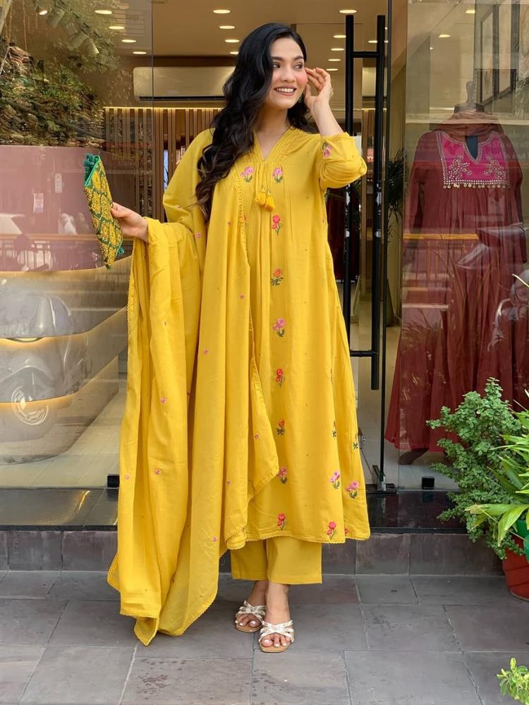 Cotton kurti pant dupatta setp