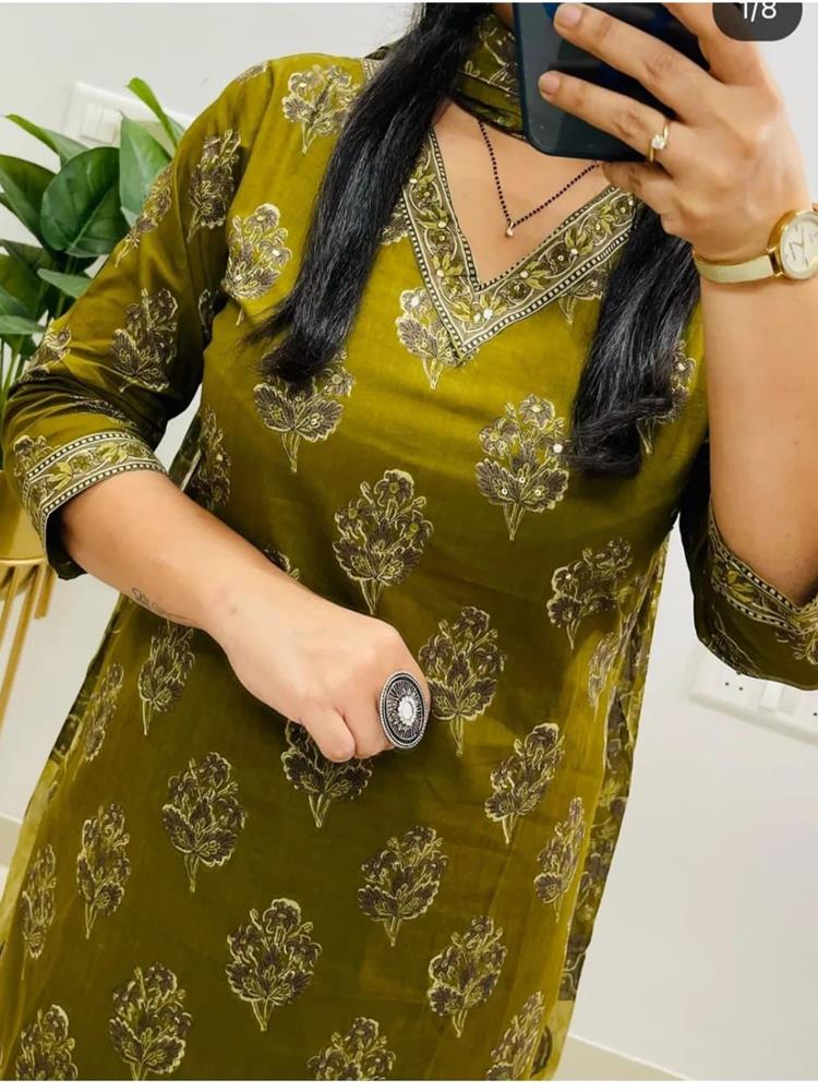 Cotton kurti pant dupatta setp