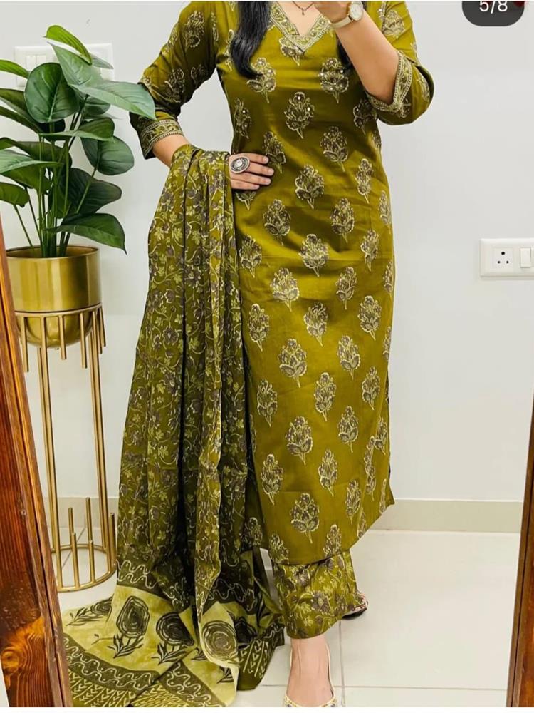 Cotton kurti pant dupatta setp