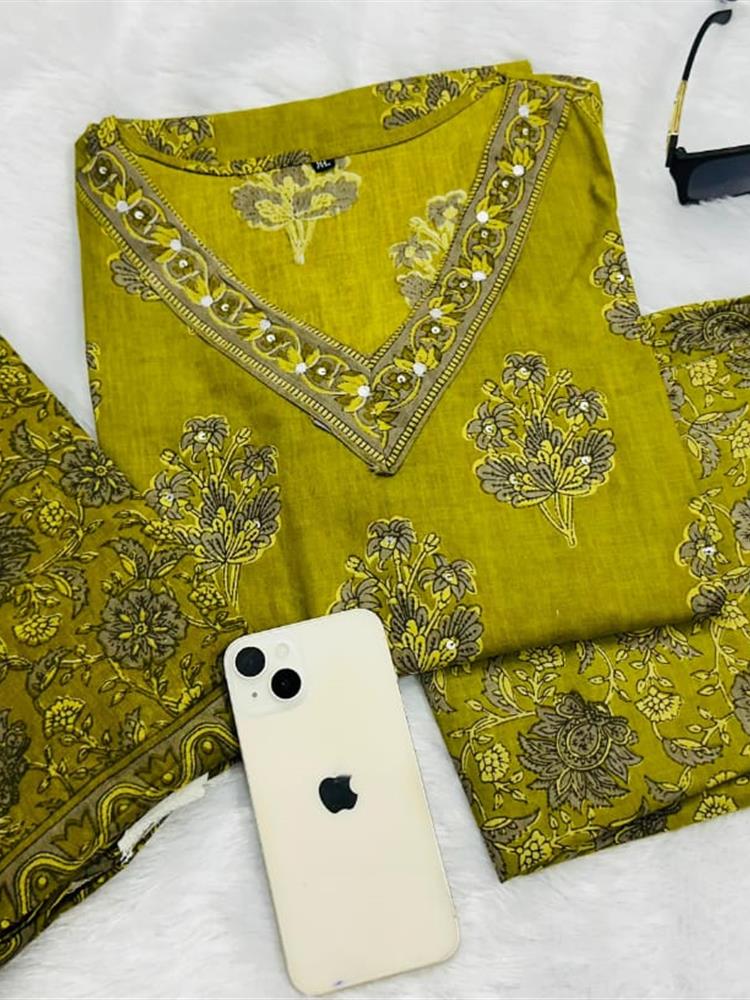 Cotton kurti pant dupatta setp