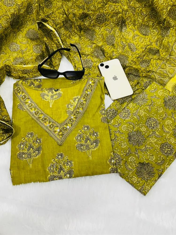 Cotton kurti pant dupatta setp
