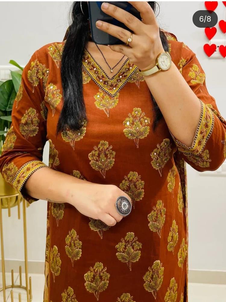 Cotton kurti pant dupatta setp