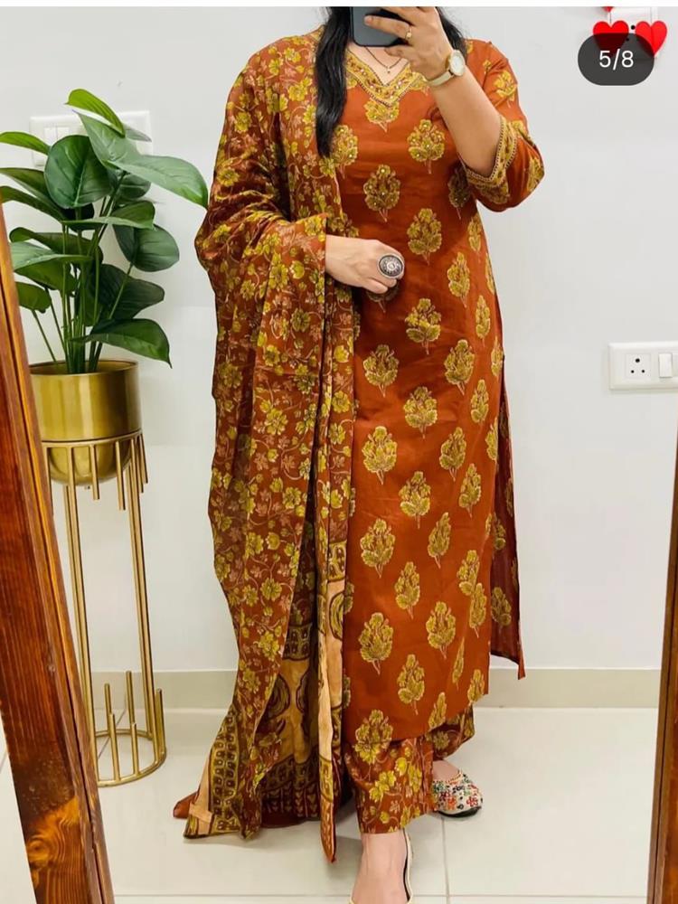 Cotton kurti pant dupatta setp