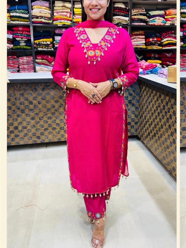 Cotton kurti pant dupatta setp