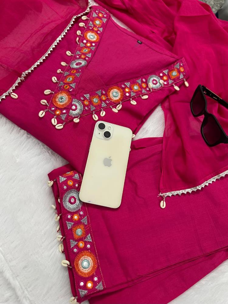 Cotton kurti pant dupatta setp