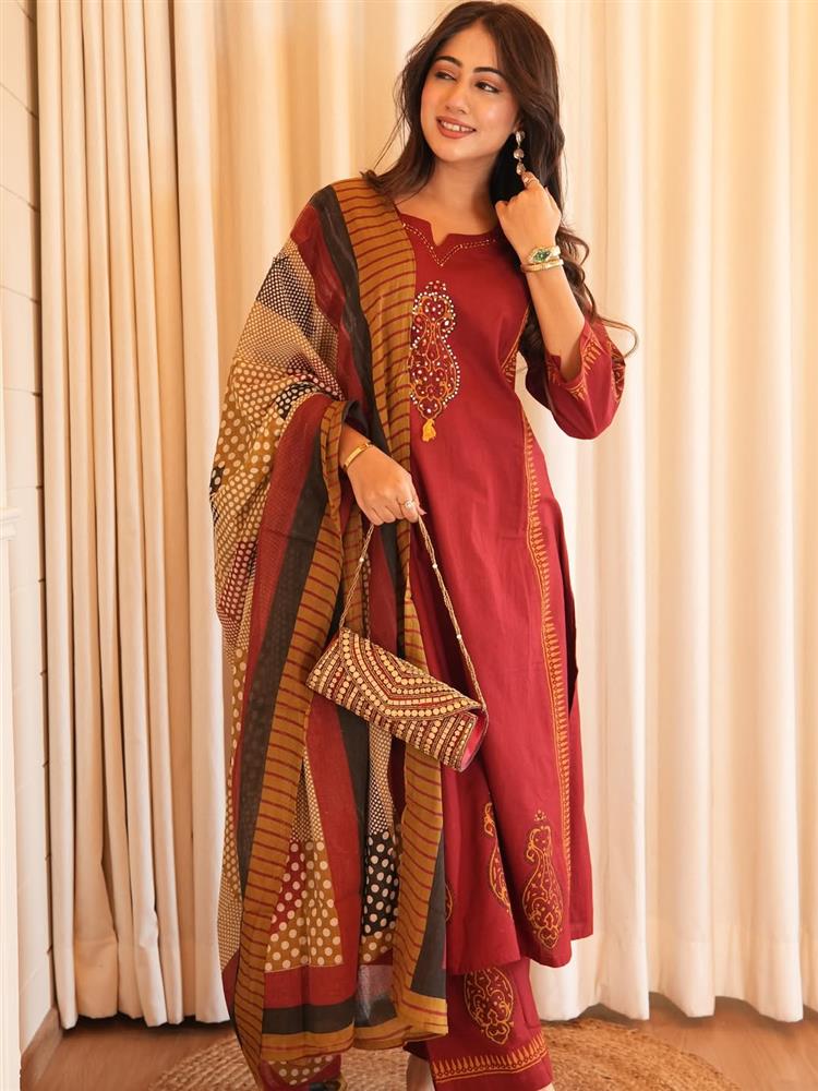 Cotton kurti pant dupatta setp