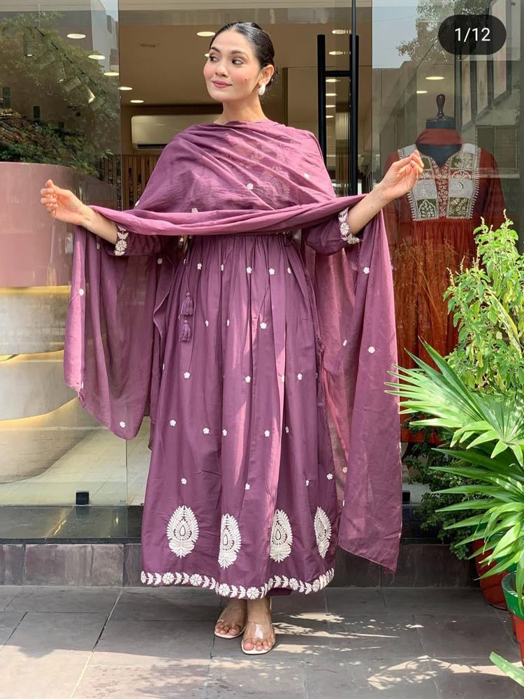 Cotton kurti pant dupatta setp