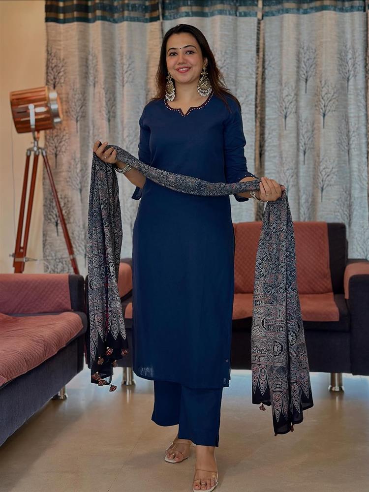 Cotton kurti pant dupatta setp