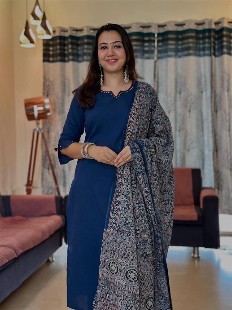 Cotton kurti pant dupatta setp