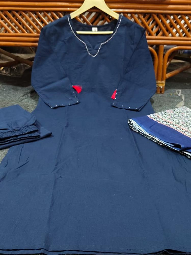 Cotton kurti pant dupatta setp