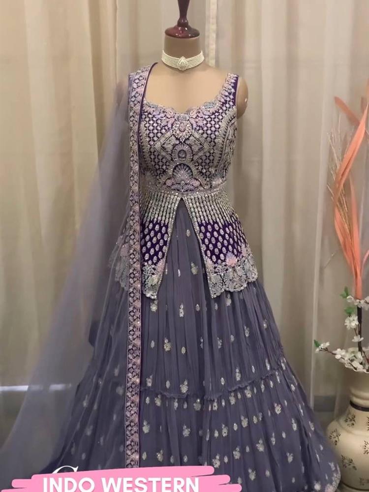 Bridal Wear Heavy CHINE Stitch Work INDOWESTERN 