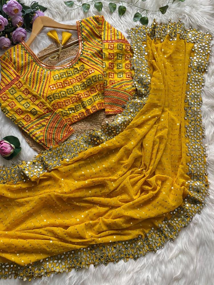 Bollywood BlockBuster Sequence with Mirror Work Saree