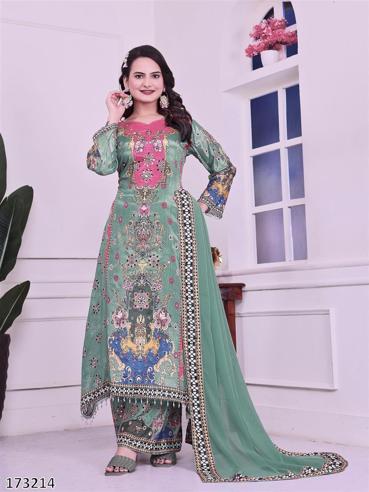 Diwal8 Special Digital Print A LINE 3 Peice Suit 