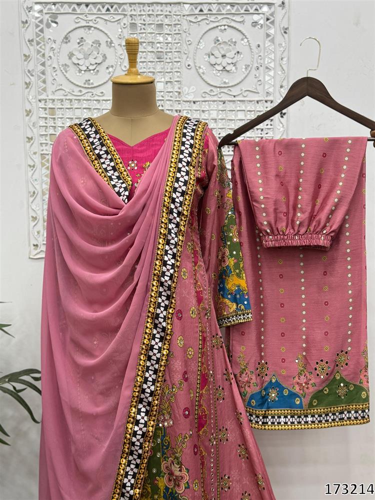 Diwal8 Special Digital Print A LINE 3 Peice Suit 