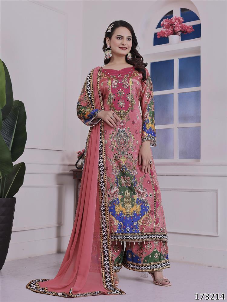 Diwal8 Special Digital Print A LINE 3 Peice Suit 