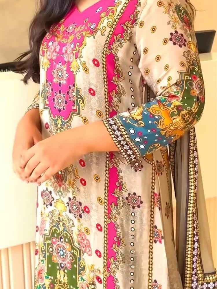 Diwal8 Special Digital Print A LINE 3 Peice Suit 