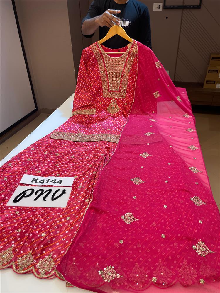 Pure Silk Bandhani sarara shuit 