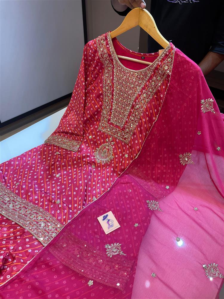 Pure Silk Bandhani sarara shuit 
