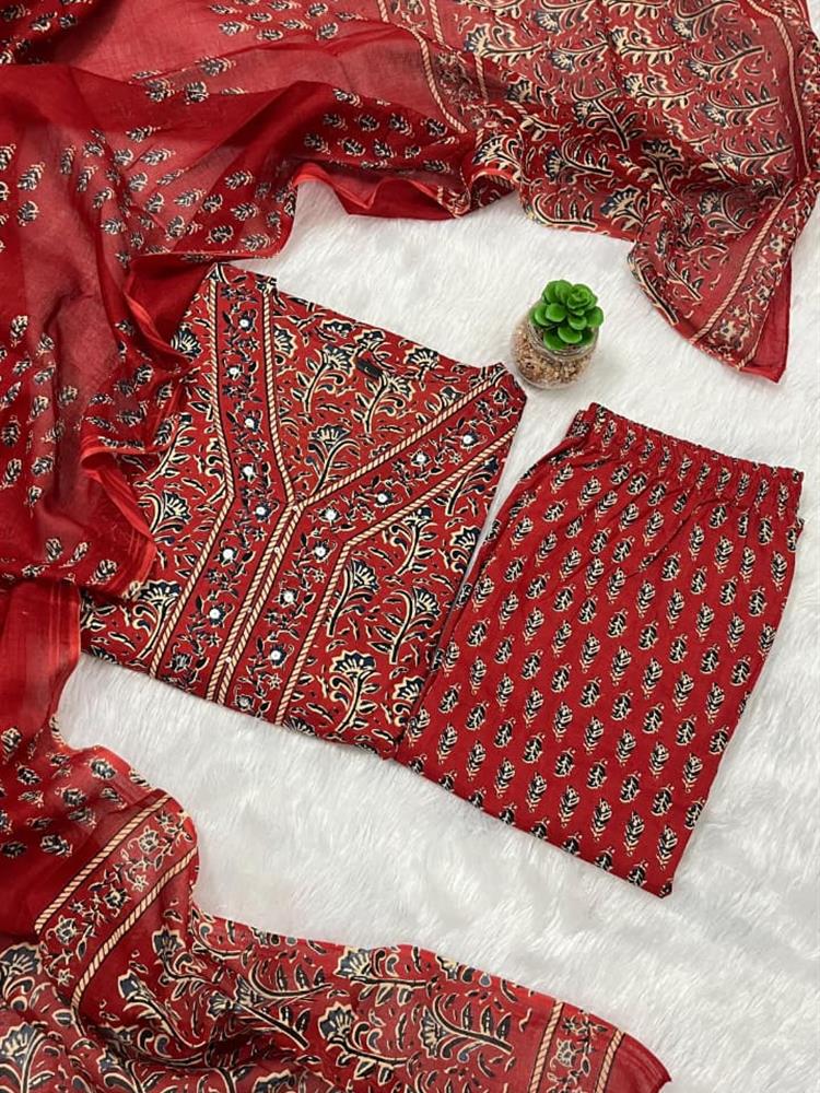 Cotton kurti pant dupatta set