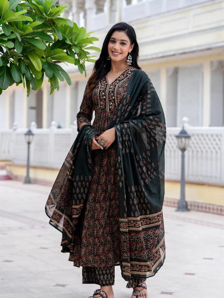 Cotton kurti pant dupatta set