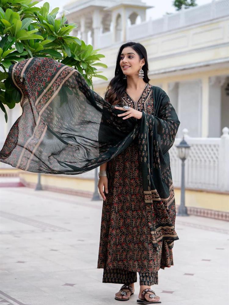 Cotton kurti pant dupatta set