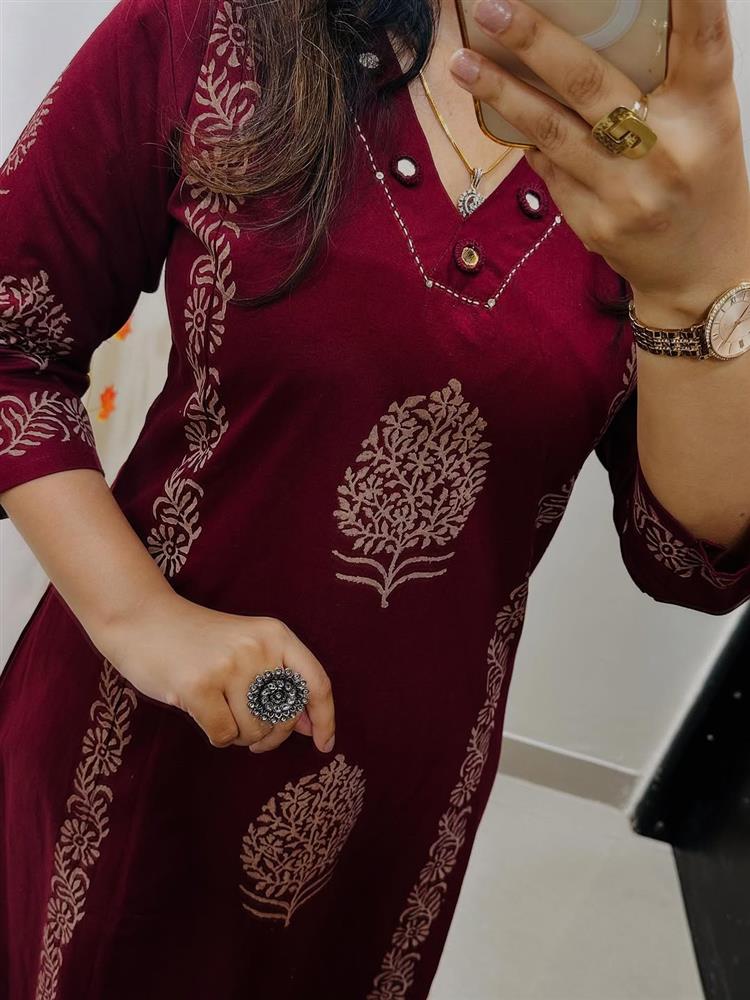 Cotton kurti pant dupatta set