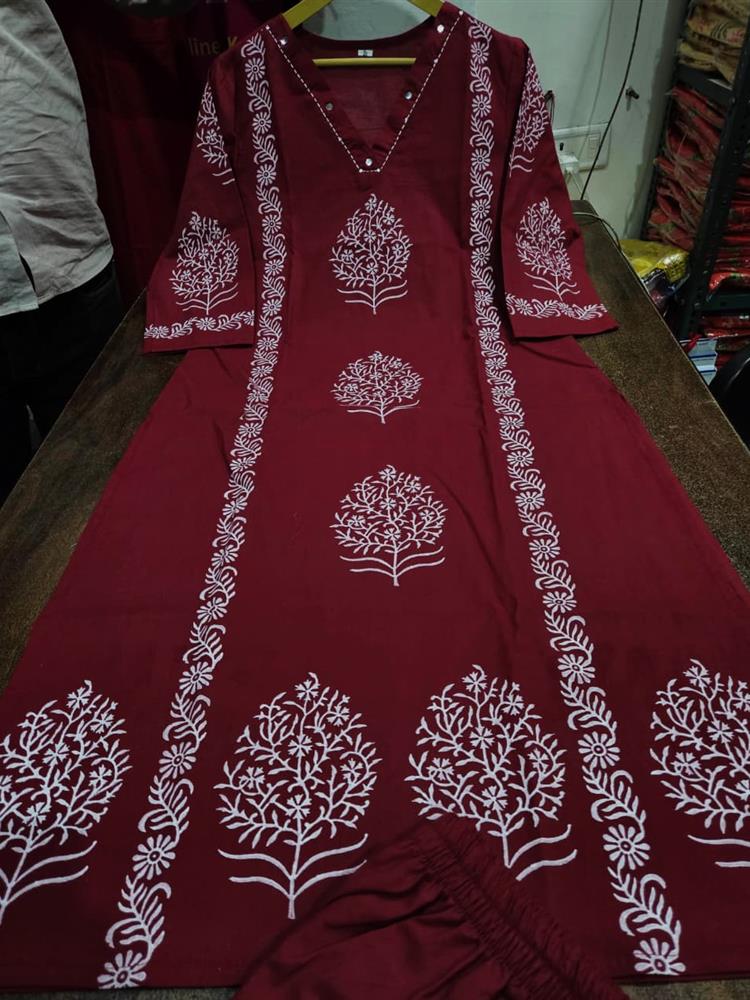 Cotton kurti pant dupatta set