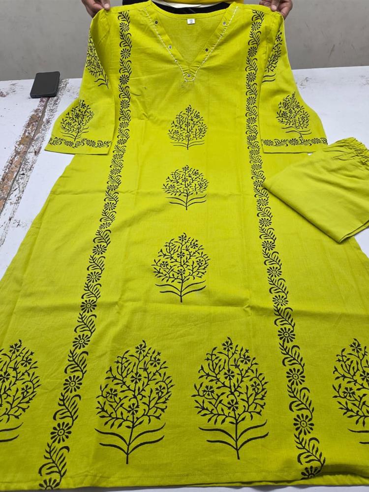 Cotton kurti pant dupatta set