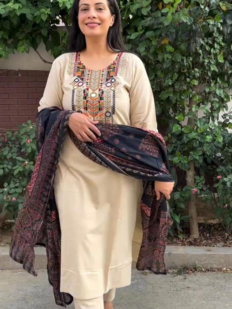 Cotton kurti pant dupatta set