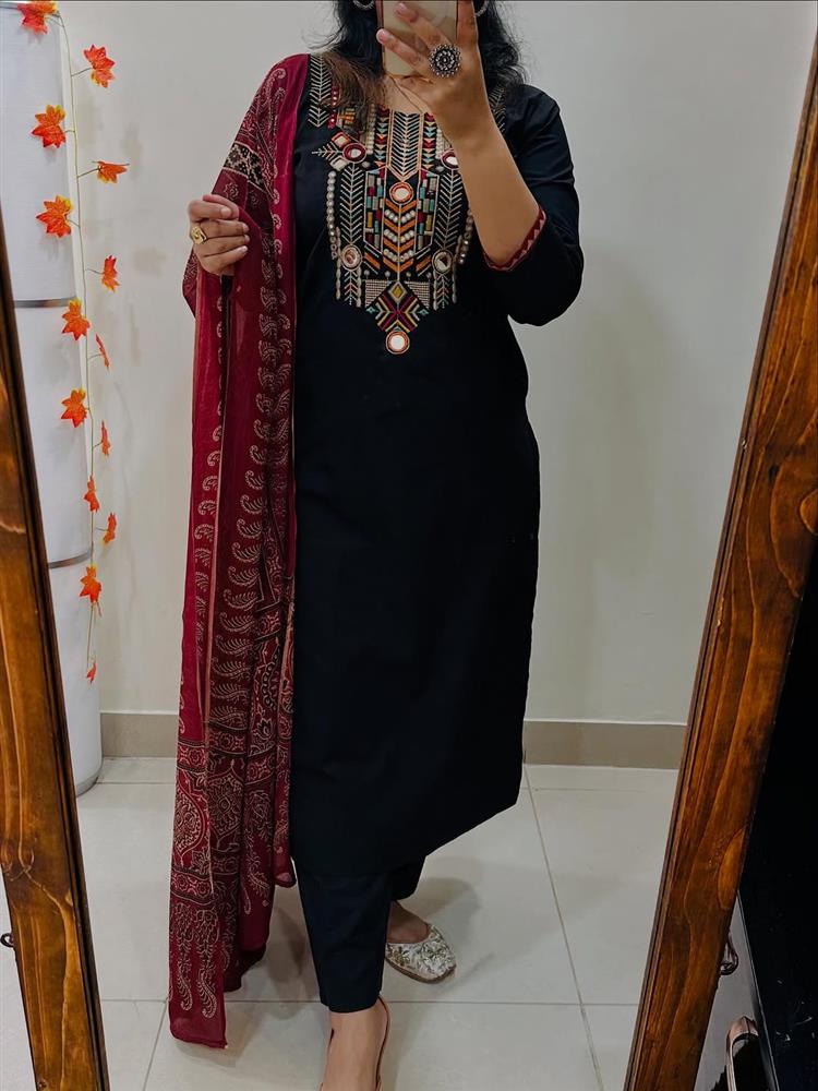 Cotton kurti pant dupatta set