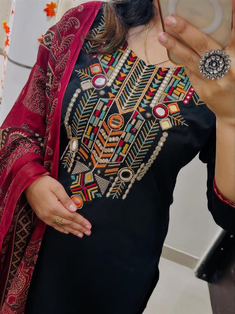 Cotton kurti pant dupatta set