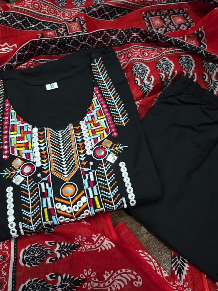 Cotton kurti pant dupatta set