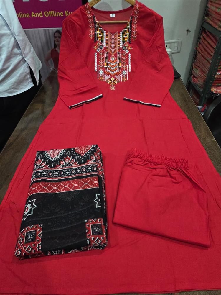 Cotton kurti pant dupatta set
