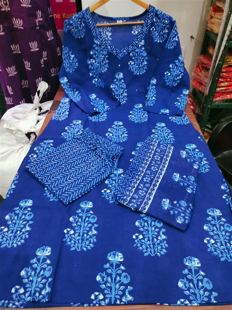 Cotton kurti pant dupatta set