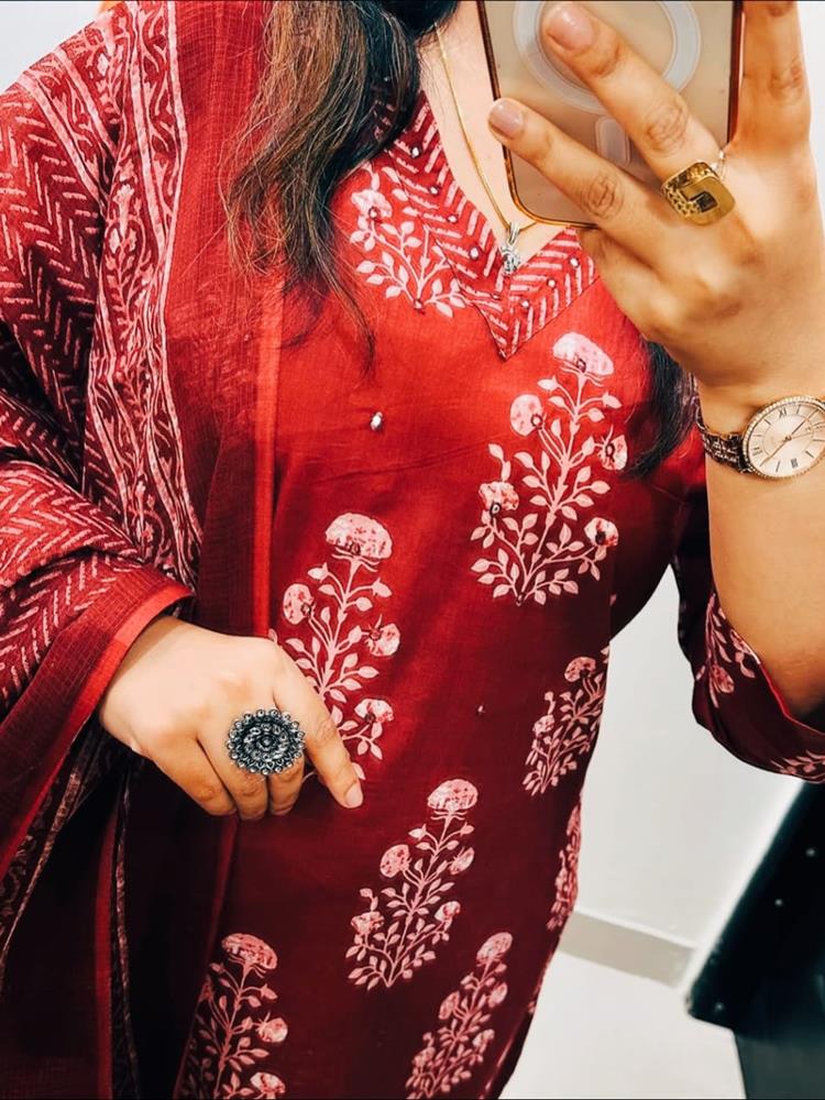 Cotton kurti pant dupatta set
