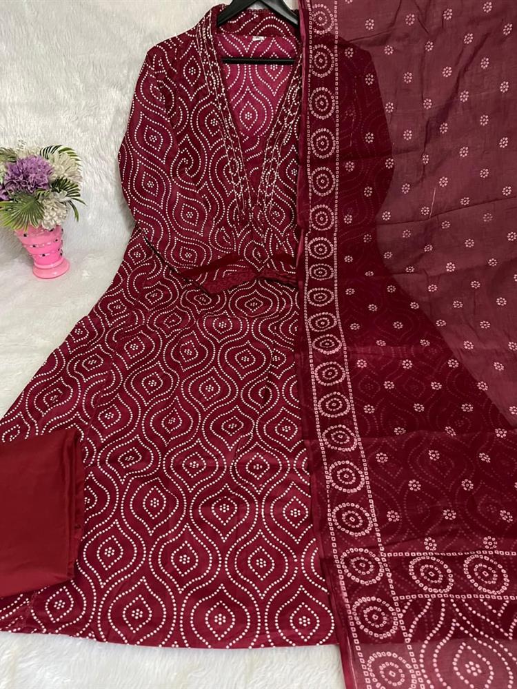 Cotton kurti pant dupatta set