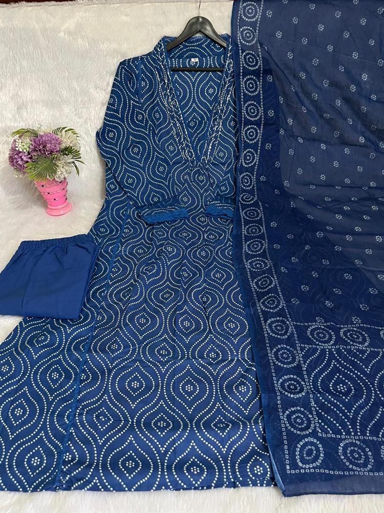Cotton kurti pant dupatta set