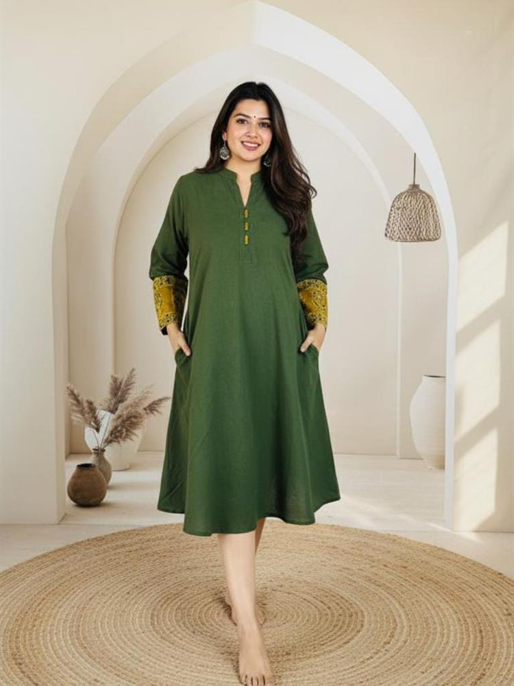 Cotton Ajrakh Natural DYED Plain One Piece 