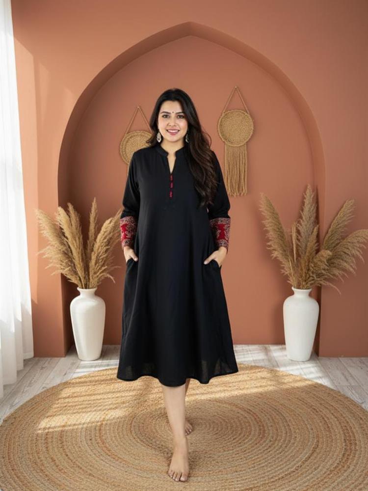 Cotton Ajrakh Natural DYED Plain One Piece 