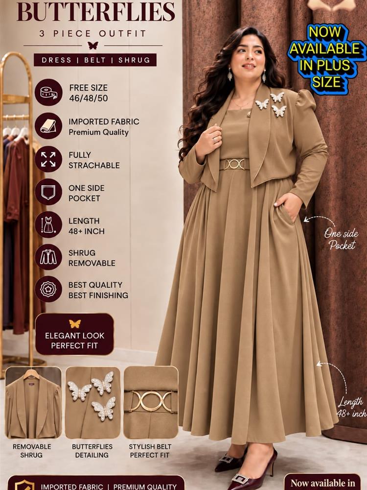 Shrug Dress with EMBLISHED BUTTERFLY 