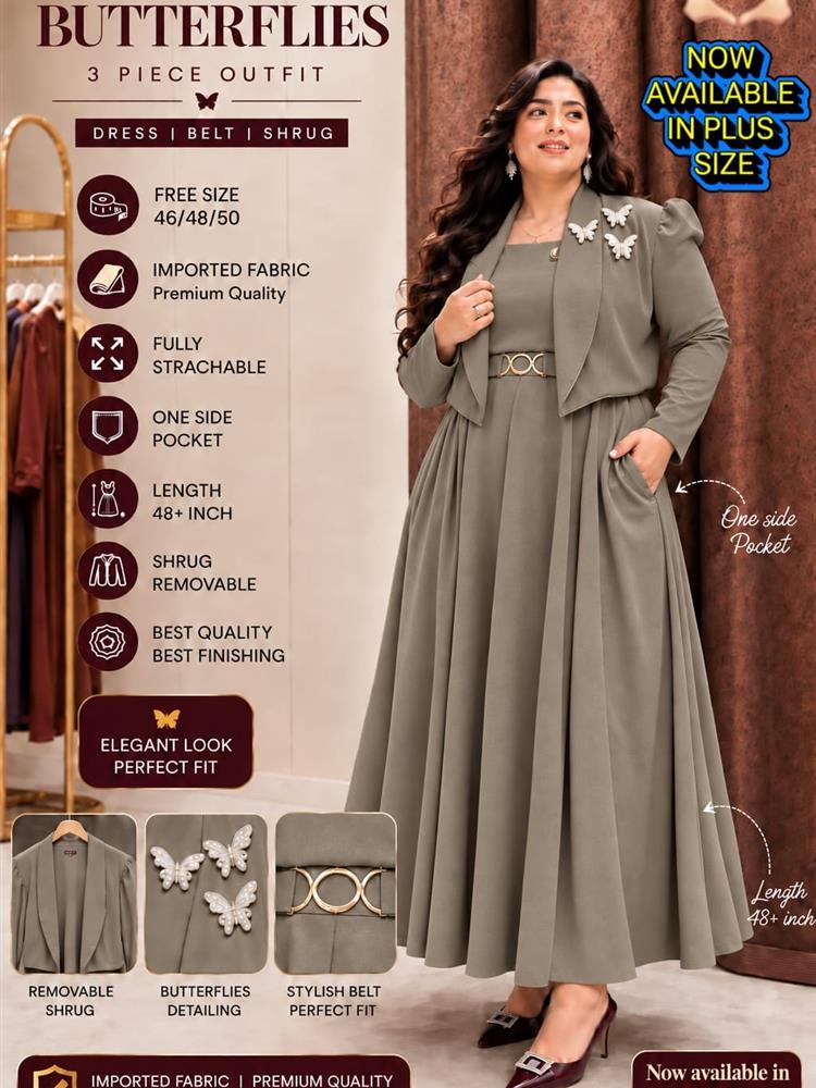 Shrug Dress with EMBLISHED BUTTERFLY 