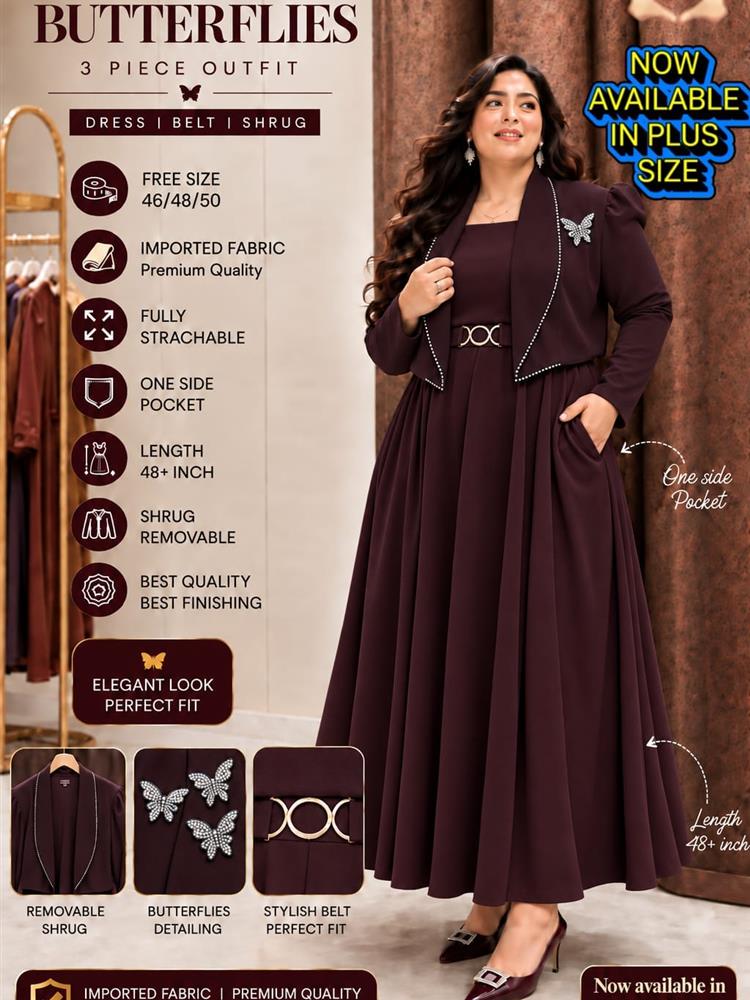 Shrug Dress with EMBLISHED BUTTERFLY 