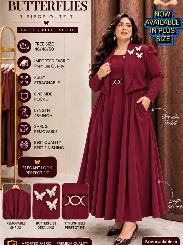 Shrug Dress with EMBLISHED BUTTERFLY 