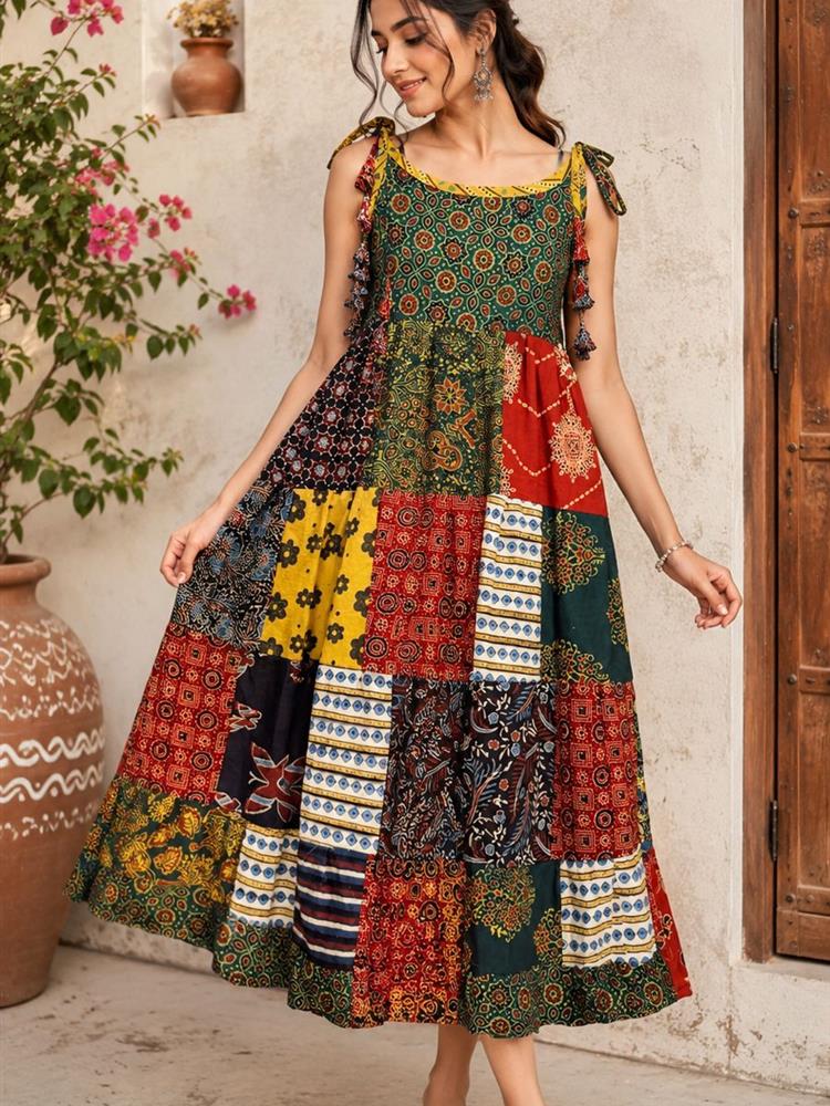 Ajrakh Print Spaghetti One-Peice 