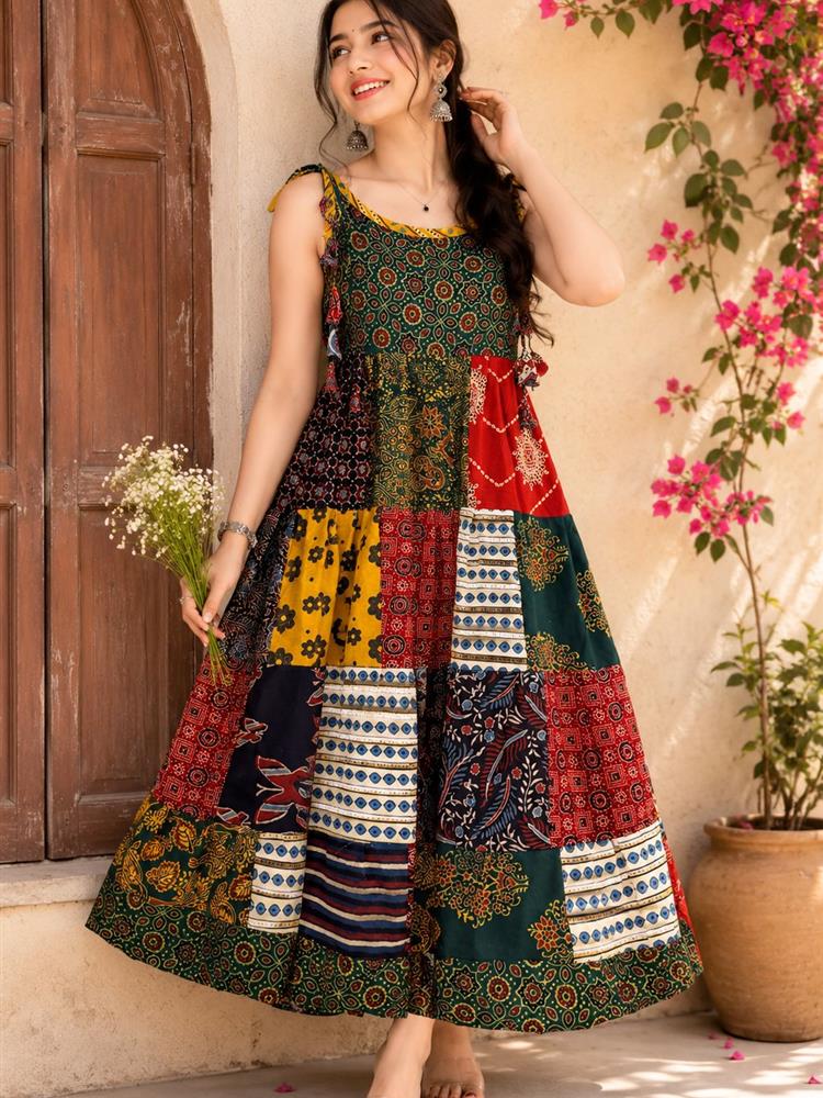Ajrakh Print Spaghetti One-Peice 