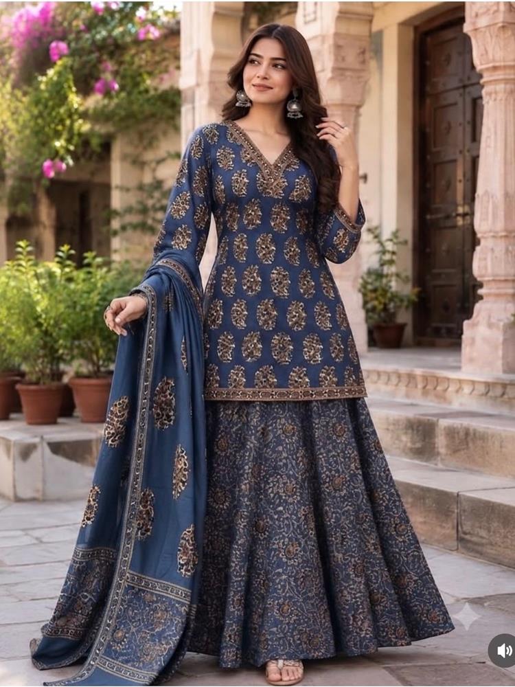 Premium Cotton Kurta with Skirt with Malmal Dupatta 