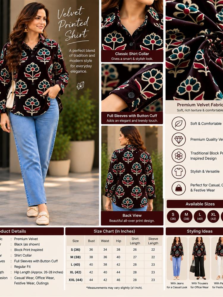 Pre Winter Spl Ajrakh Printed Valvet Shirt