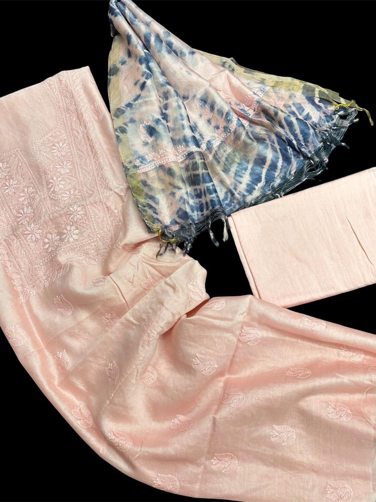 Chikankari Chanderi 3 pieces Shuits 